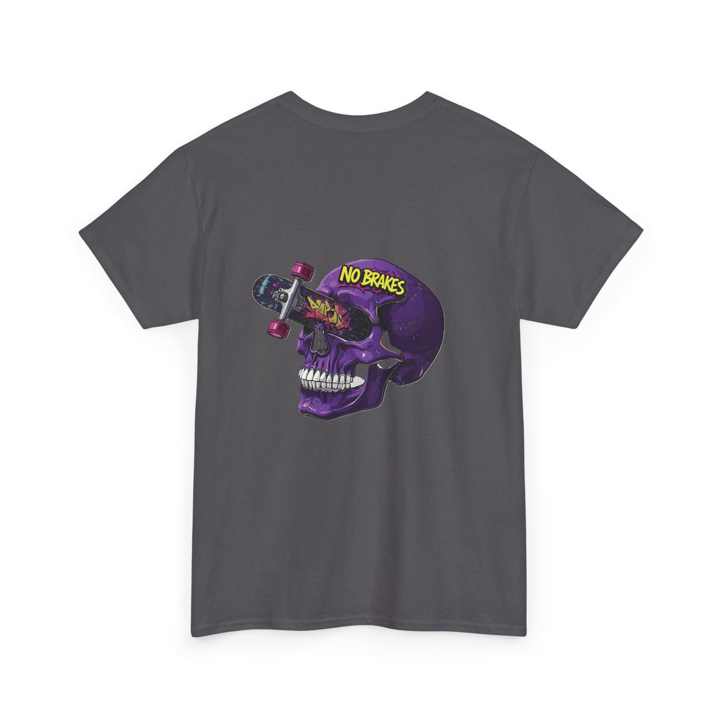 Skull Skateboard Tee — "No Brakes" Graphic Cotton Shirt Printify