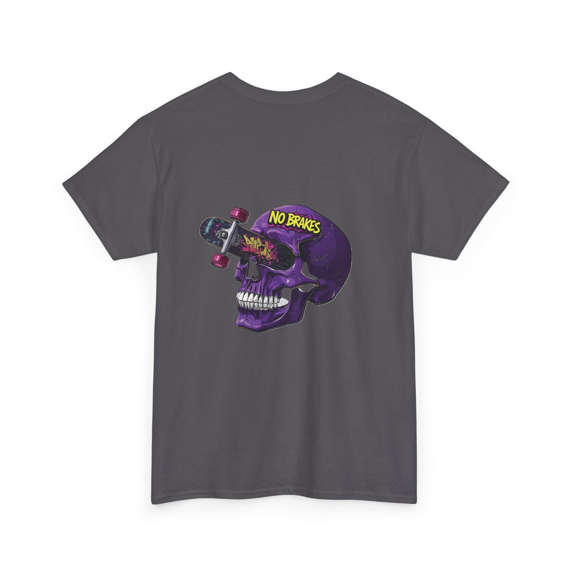 Skull Skateboard Tee — "No Brakes" Graphic Cotton Shirt Printify