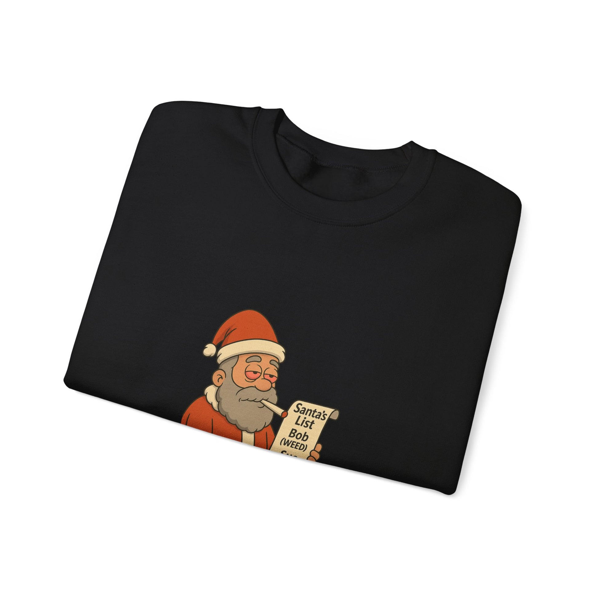 Santa Smoking Weed Holding Naughty & Nice List Crewneck Sweatshirt Printify