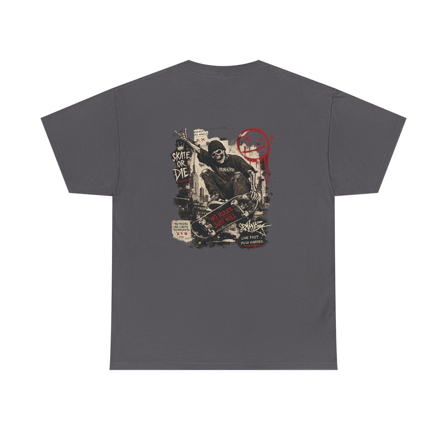 Grim Reaper Skateboard Graphic Tee – Vintage Punk Skate Shirt Printify