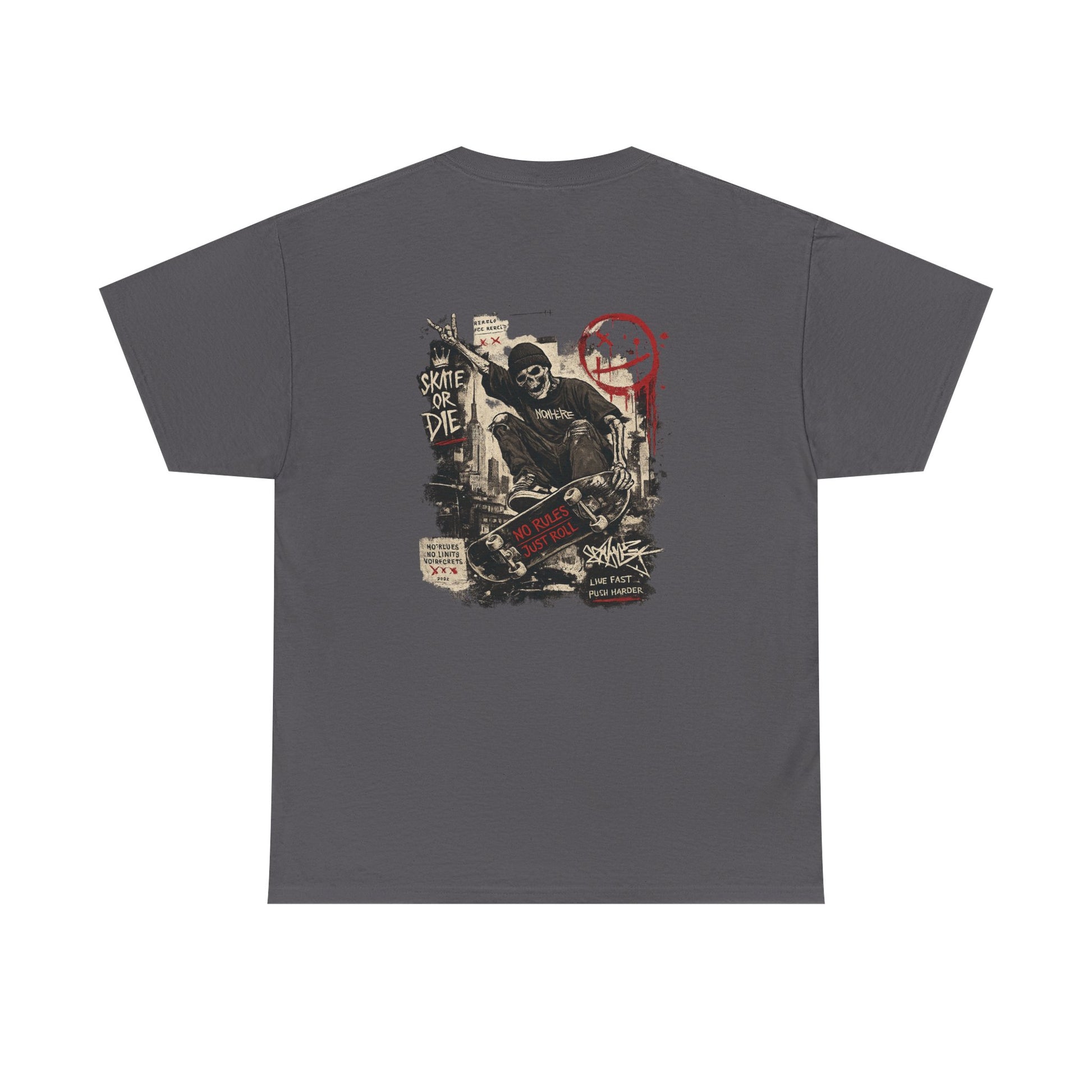 Grim Reaper Skateboard Graphic Tee – Vintage Punk Skate Shirt Printify
