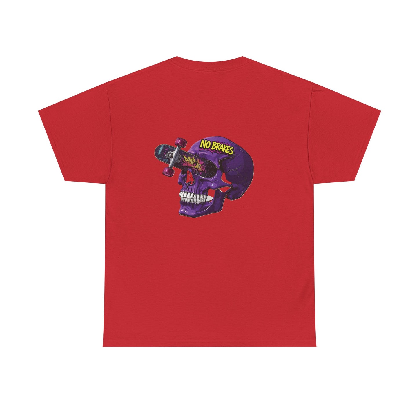 Skull Skateboard Tee — "No Brakes" Graphic Cotton Shirt Printify