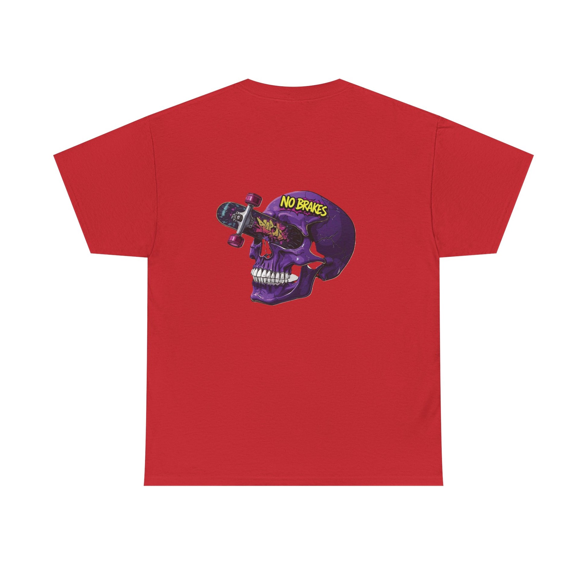 Skull Skateboard Tee — "No Brakes" Graphic Cotton Shirt Printify