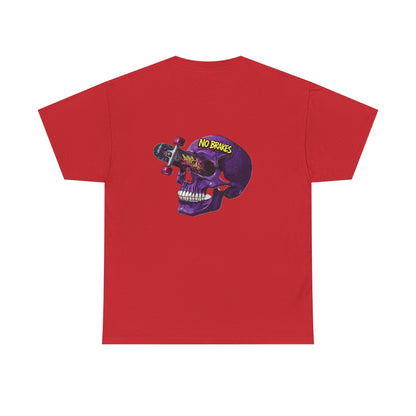 Skull Skateboard Tee — "No Brakes" Graphic Cotton Shirt Printify