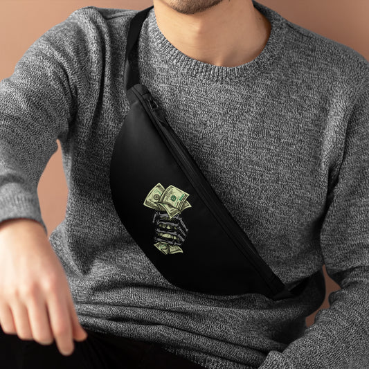Black Right Shoulder Fanny Pack fist money