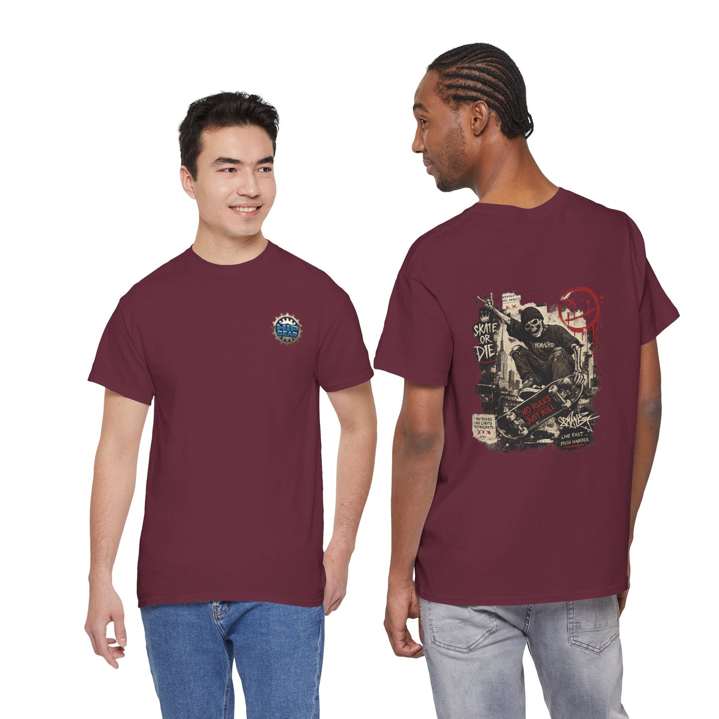 Grim Reaper Skateboard Graphic Tee – Vintage Punk Skate Shirt Printify