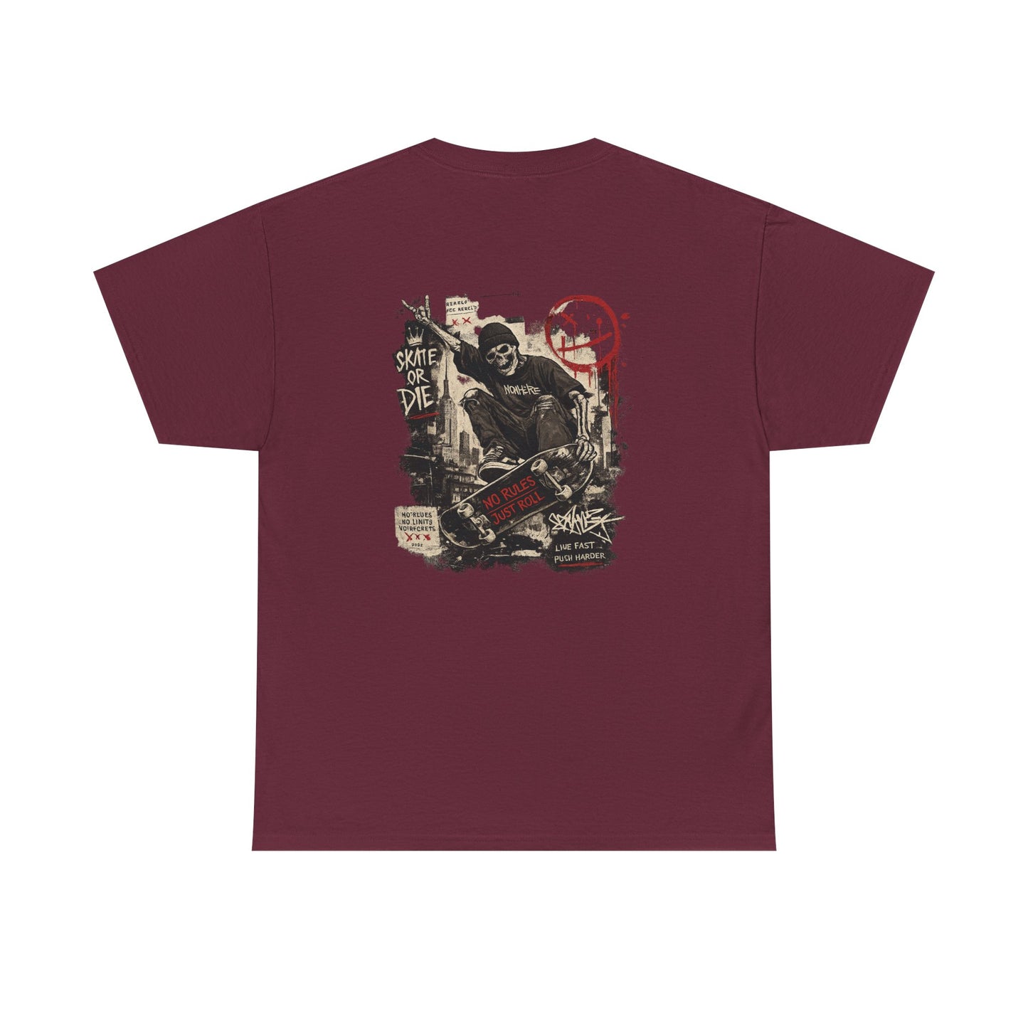 Grim Reaper Skateboard Graphic Tee – Vintage Punk Skate Shirt Printify