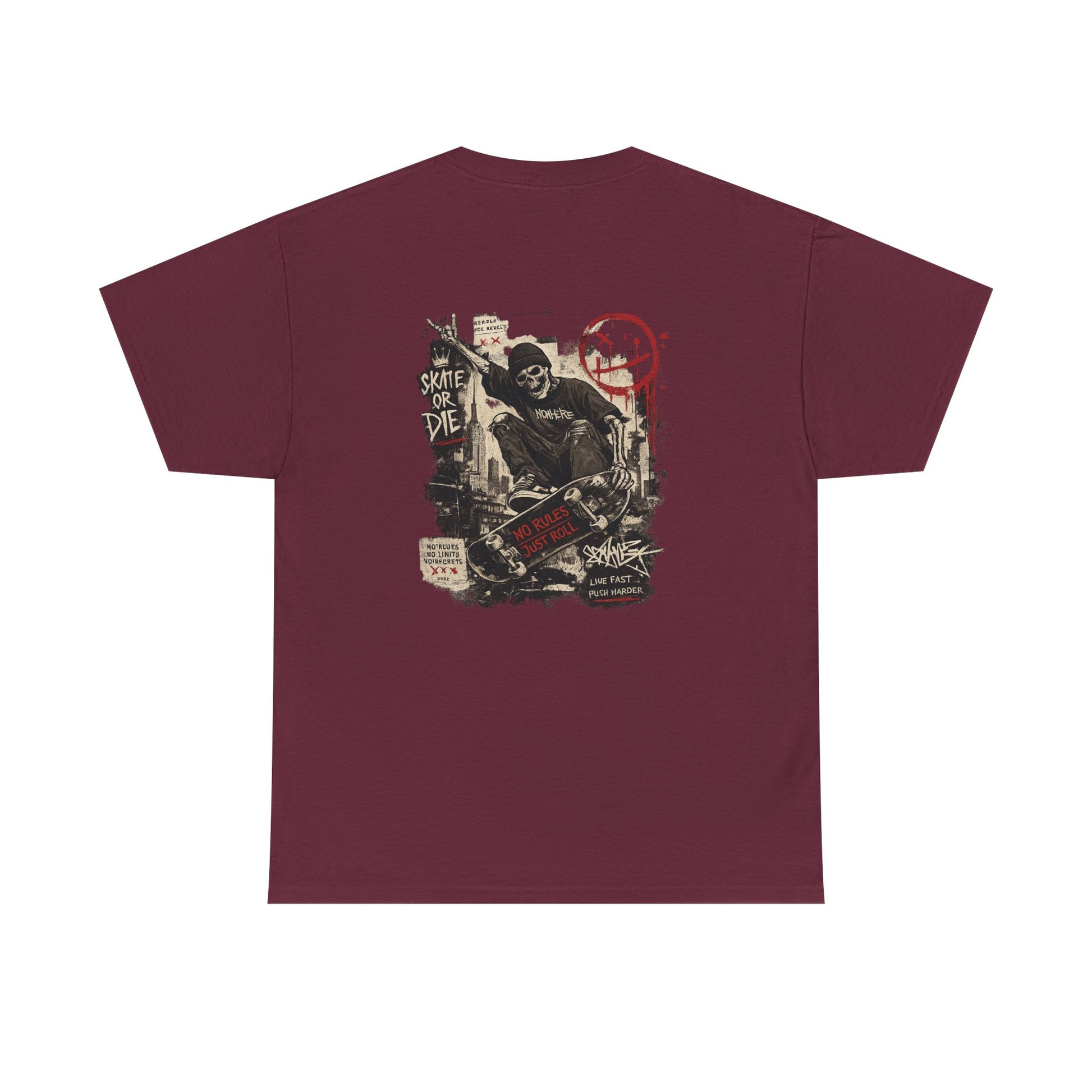 Grim Reaper Skateboard Graphic Tee – Vintage Punk Skate Shirt Printify