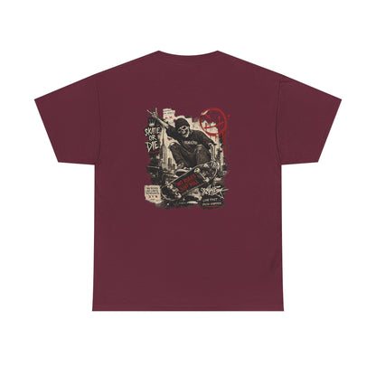 Grim Reaper Skateboard Graphic Tee – Vintage Punk Skate Shirt Printify