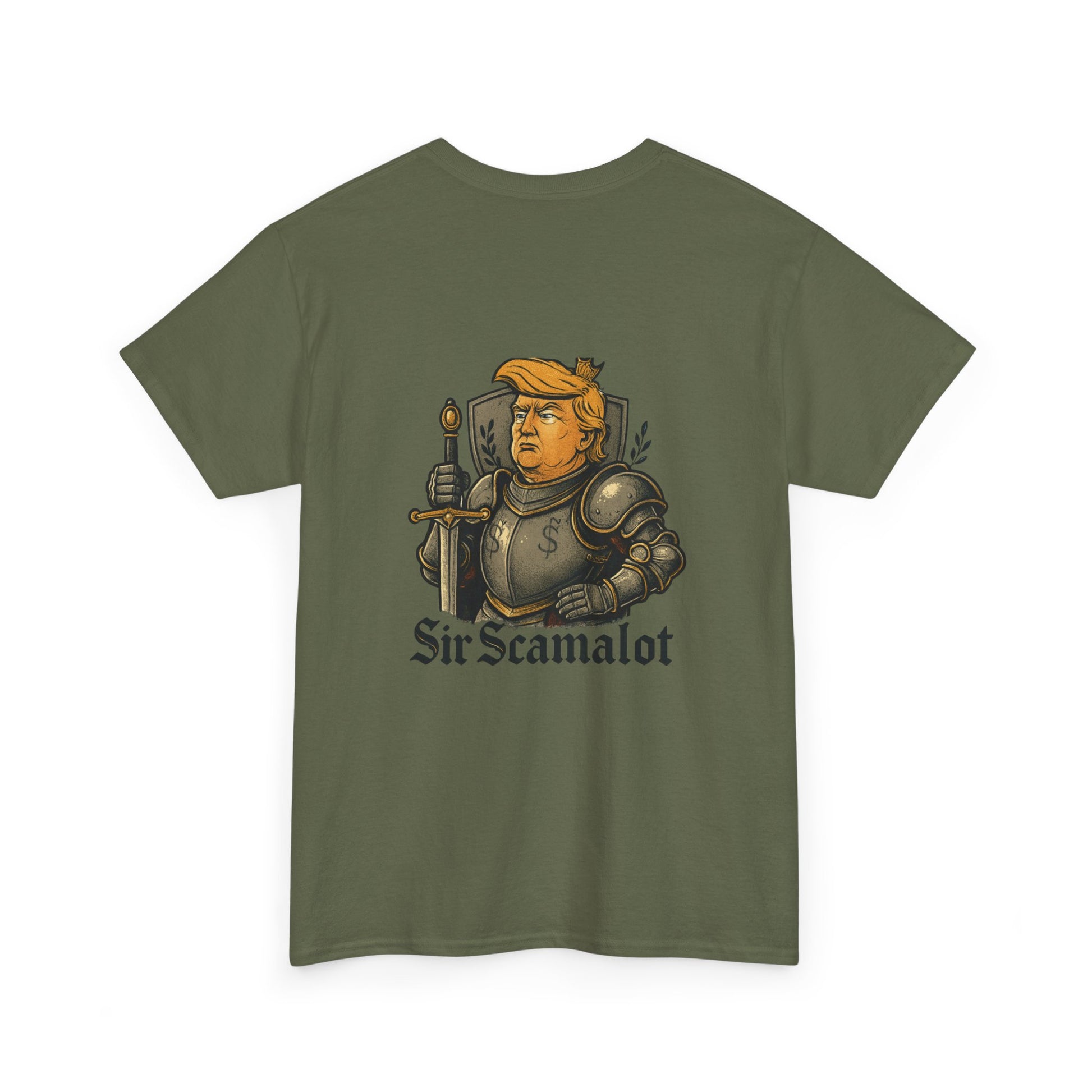T-Shirt — "Sir Scamalot" Knight Satire Graphic Tee Printify