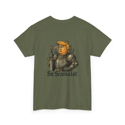 T-Shirt — "Sir Scamalot" Knight Satire Graphic Tee Printify