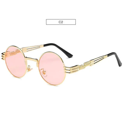 Spring Leg Round Frame Sunglasses - Metal Sunglasses