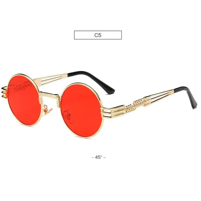 Spring Leg Round Frame Sunglasses - Metal Sunglasses