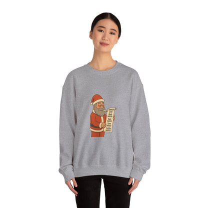 Santa Smoking Weed Holding Naughty & Nice List Crewneck Sweatshirt Printify