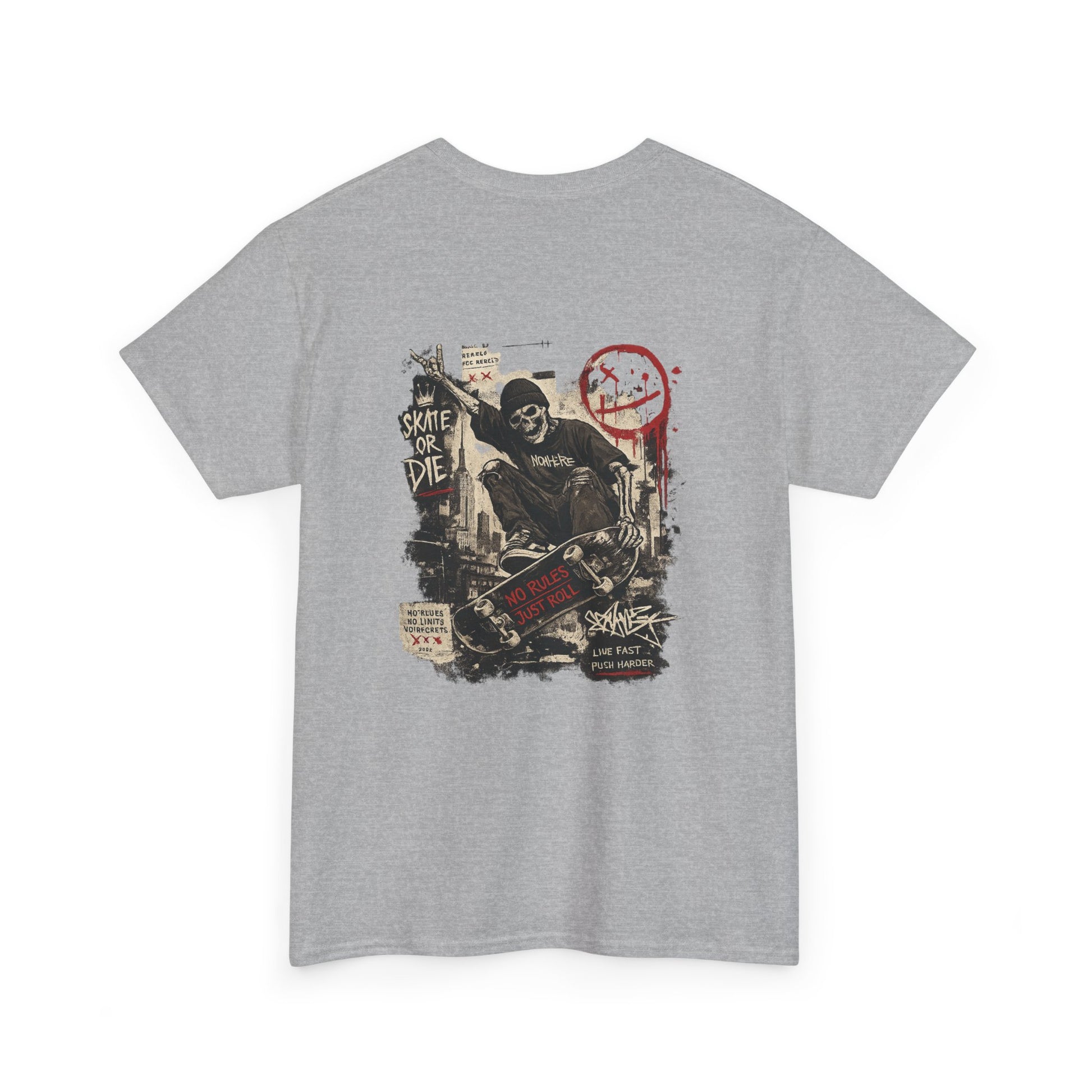 Grim Reaper Skateboard Graphic Tee – Vintage Punk Skate Shirt Printify