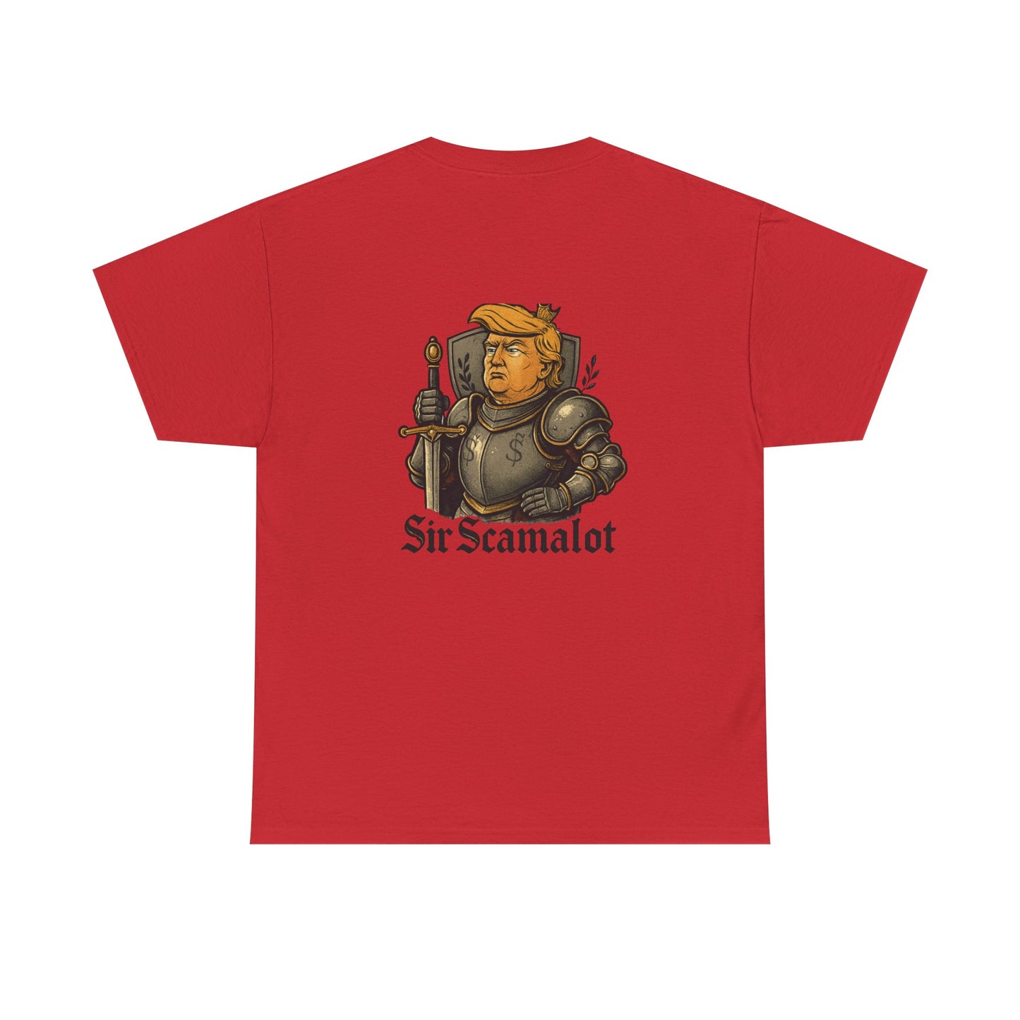 T-Shirt — "Sir Scamalot" Knight Satire Graphic Tee Printify