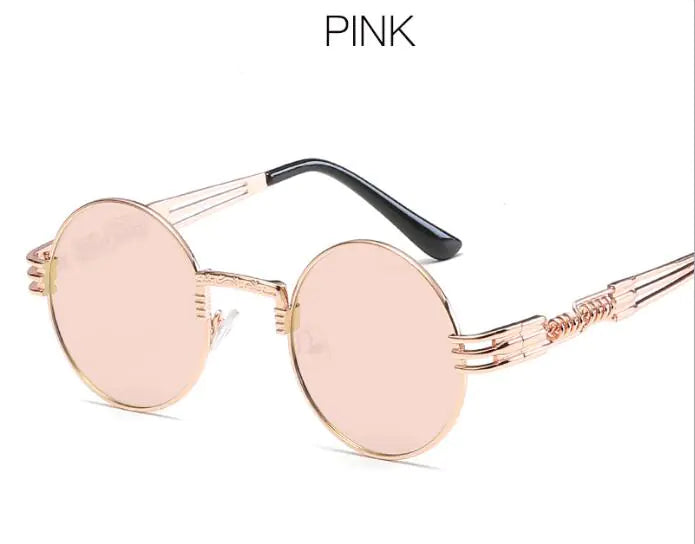 Spring Leg Round Frame Sunglasses - Metal Sunglasses