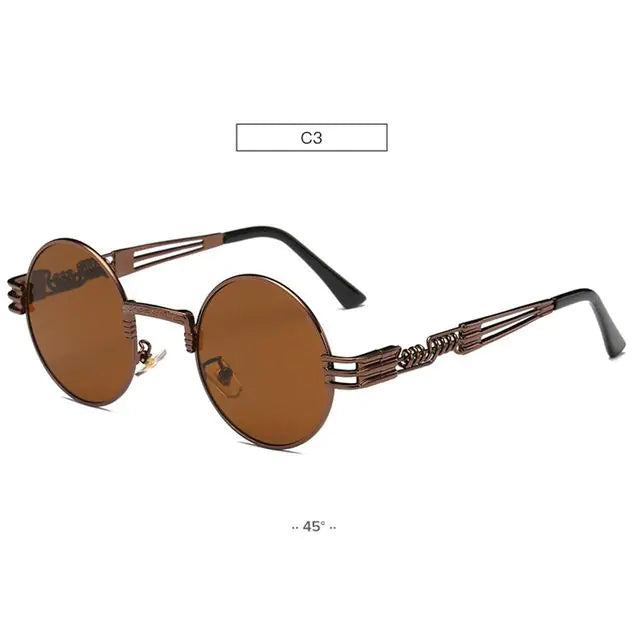 Spring Leg Round Frame Sunglasses - Metal Sunglasses