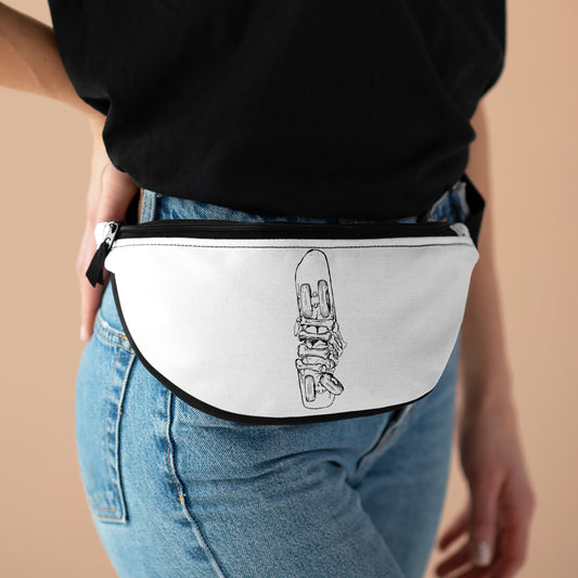 White Waist Skateboard Print Fanny Pack board
