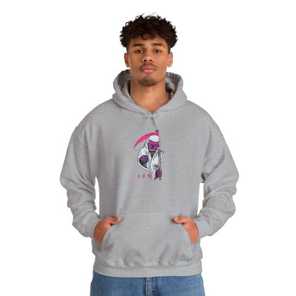 Hoodie — Pink Grim Reaper Illustration "UOme" Streetwear Pullover Printify