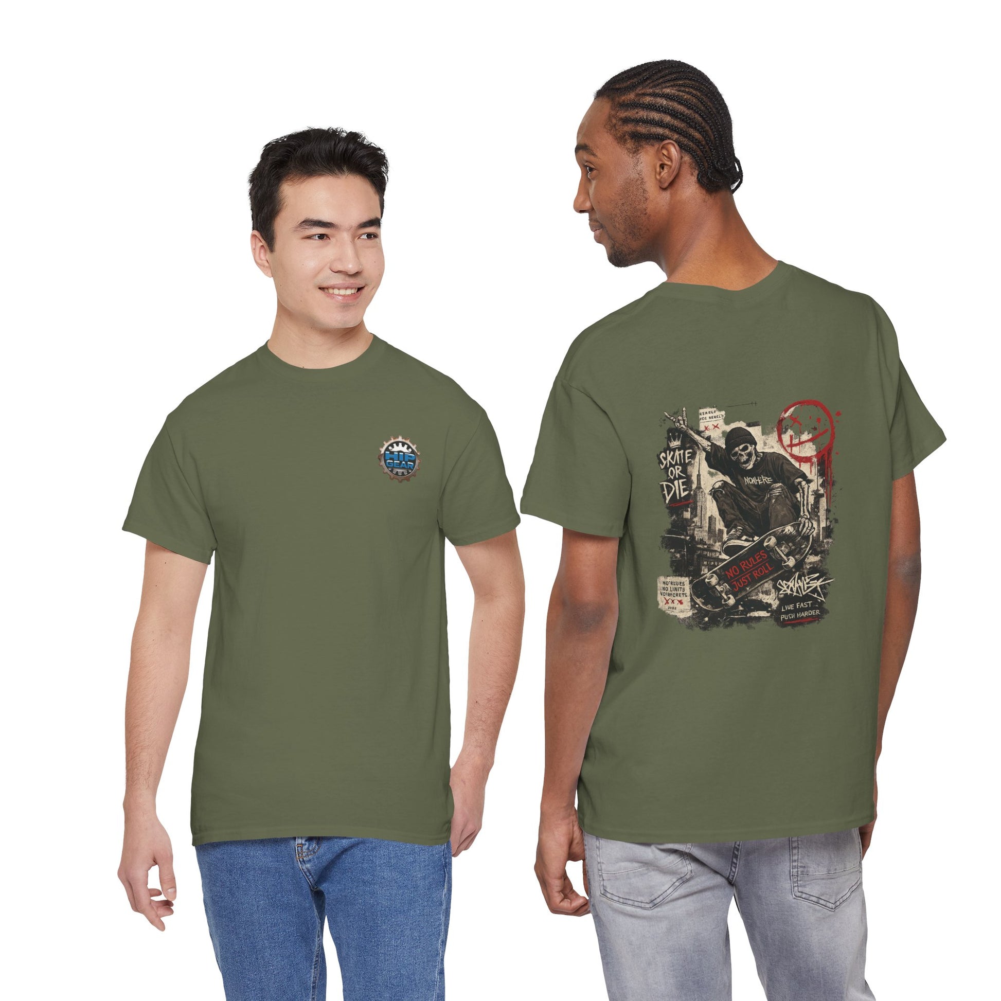 Grim Reaper Skateboard Graphic Tee – Vintage Punk Skate Shirt Printify