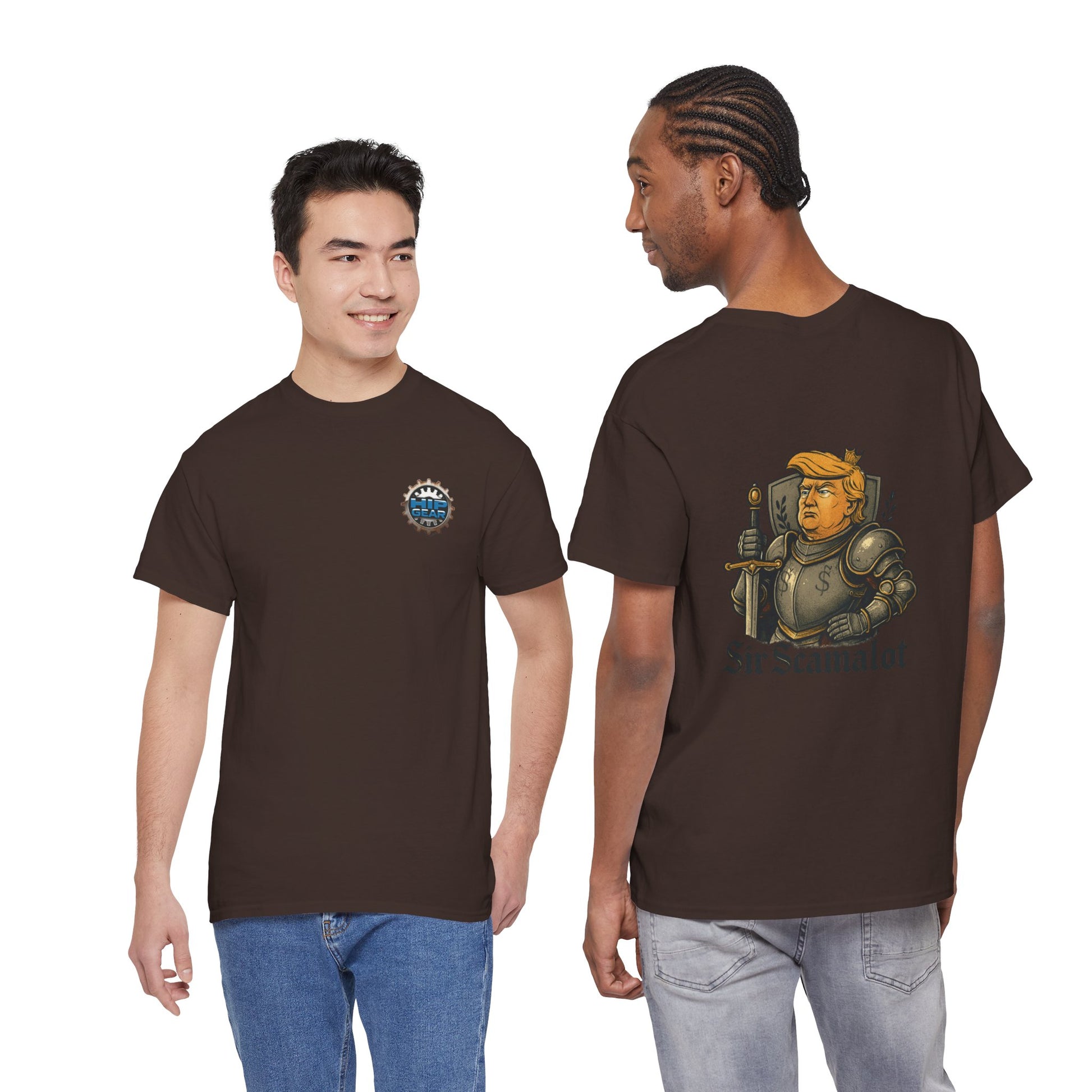 T-Shirt — "Sir Scamalot" Knight Satire Graphic Tee Printify