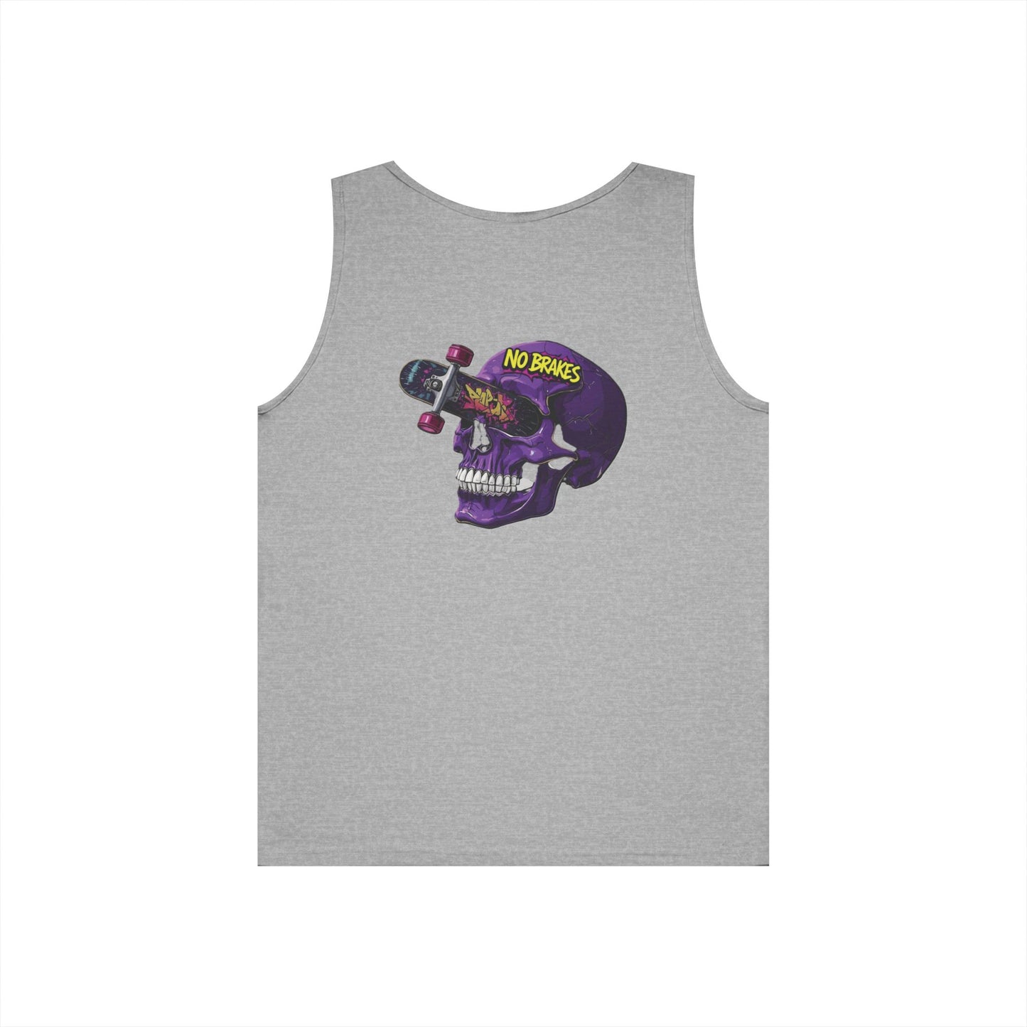 Skate Skull Tank Top – "No Brakes" Graphic Sleeveless Tee Printify