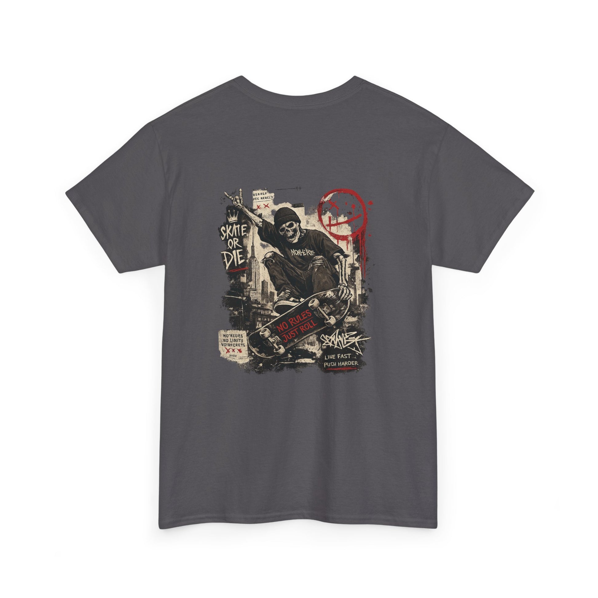 Grim Reaper Skateboard Graphic Tee – Vintage Punk Skate Shirt Printify