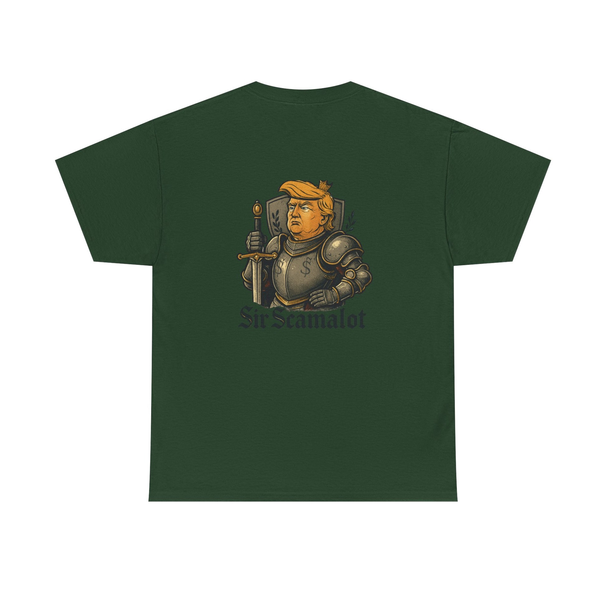 T-Shirt — "Sir Scamalot" Knight Satire Graphic Tee Printify