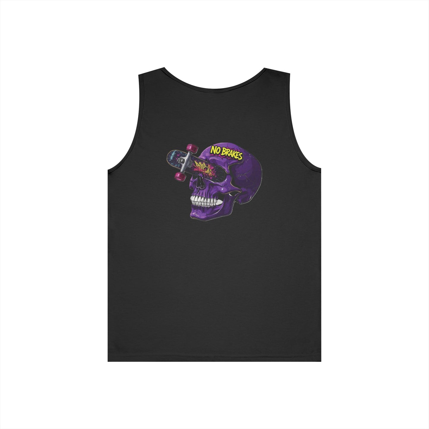 Skate Skull Tank Top – "No Brakes" Graphic Sleeveless Tee Printify