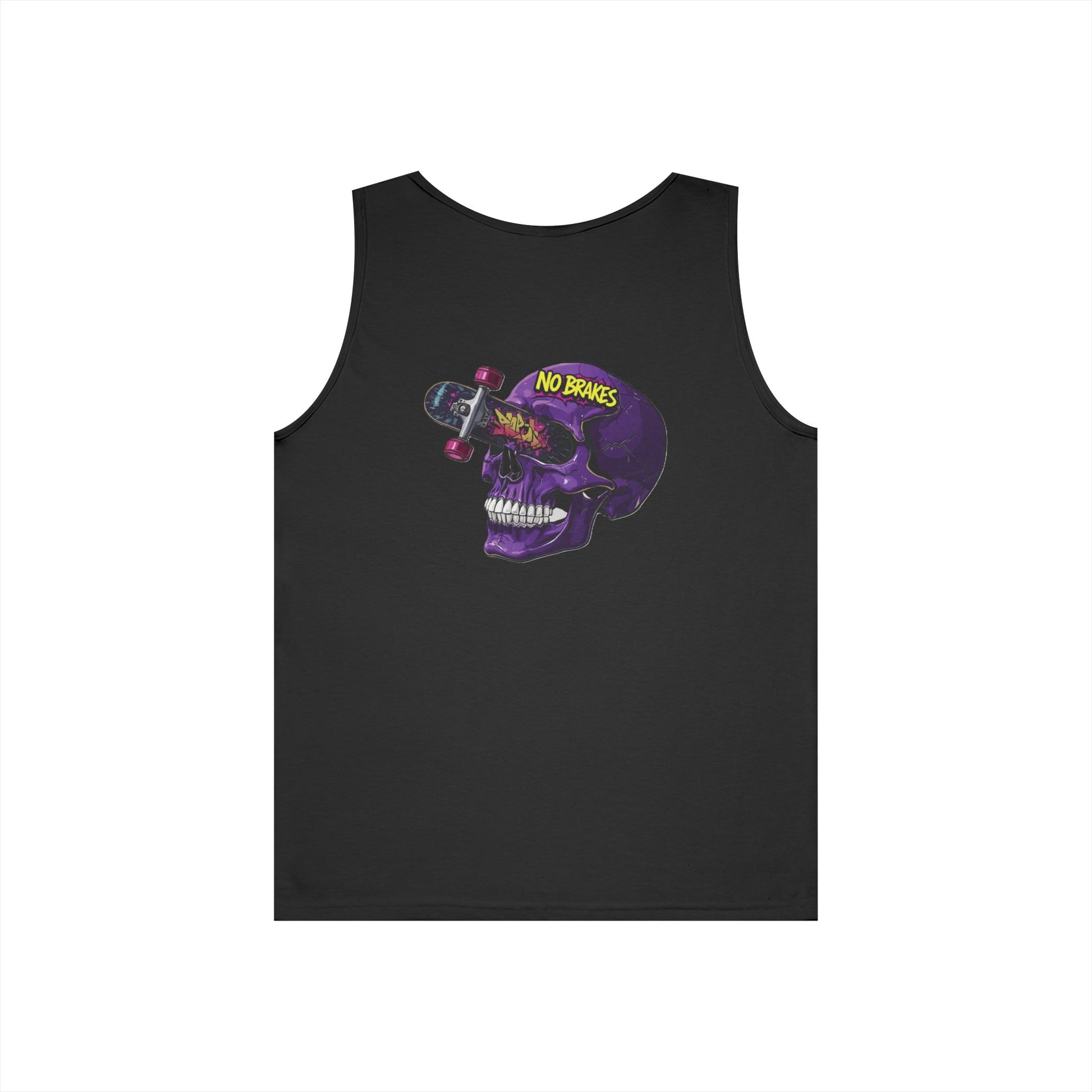 Skate Skull Tank Top – "No Brakes" Graphic Sleeveless Tee Printify
