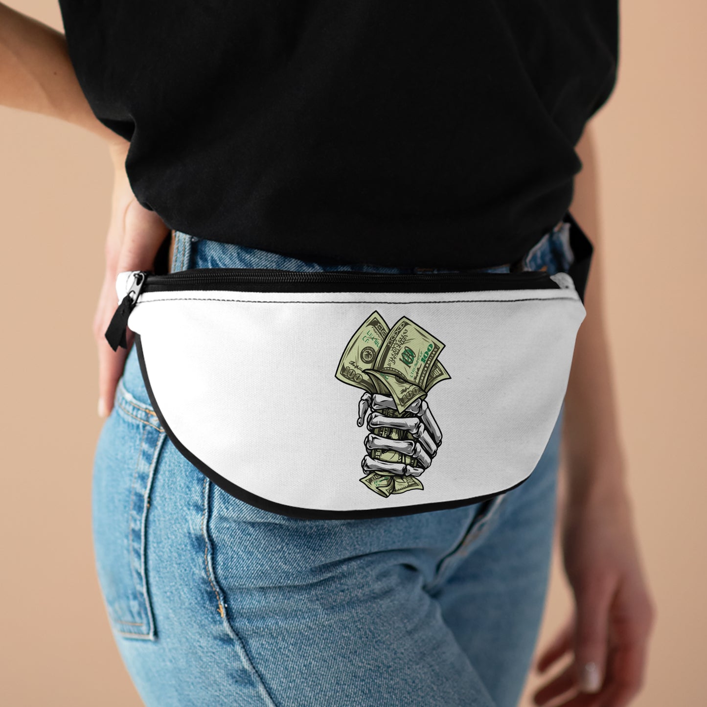 White Waist Fanny Pack fist money Printify