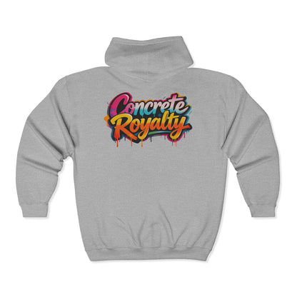 Concrete Royalty Zip Hoodie – Colorful Graffiti Streetwear Printify