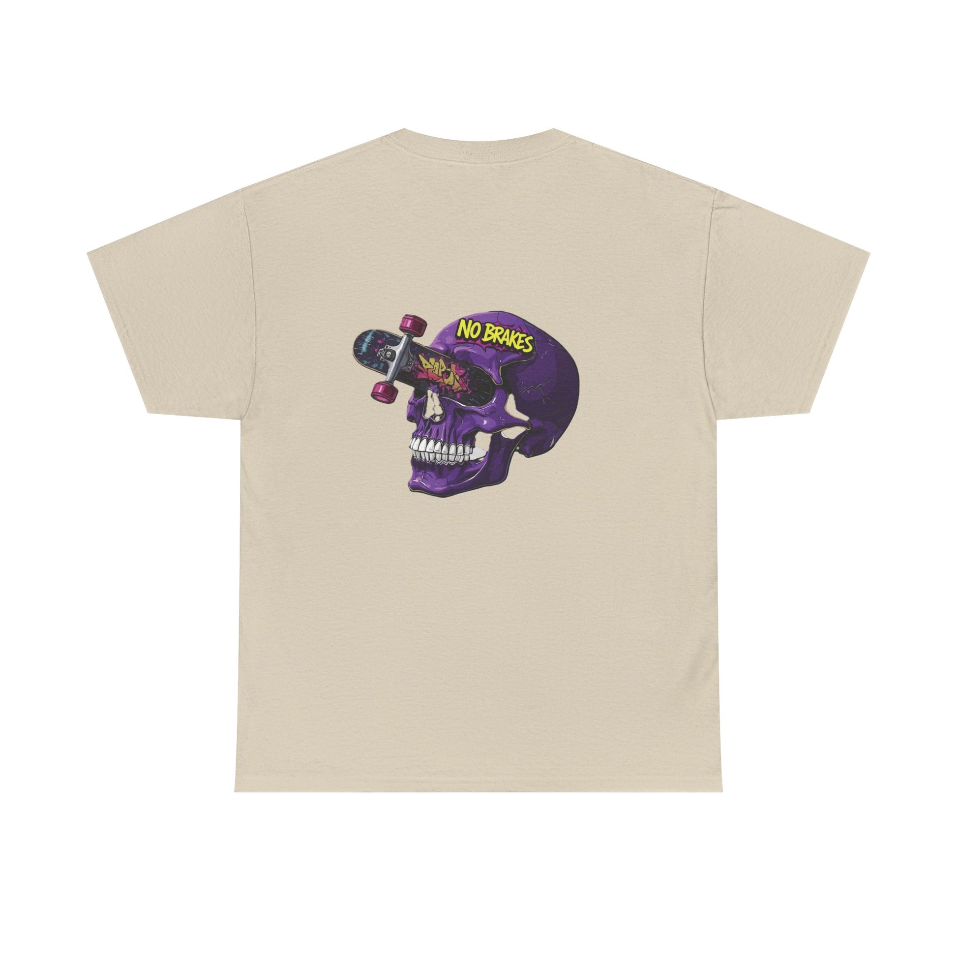 Skull Skateboard Tee — "No Brakes" Graphic Cotton Shirt Printify