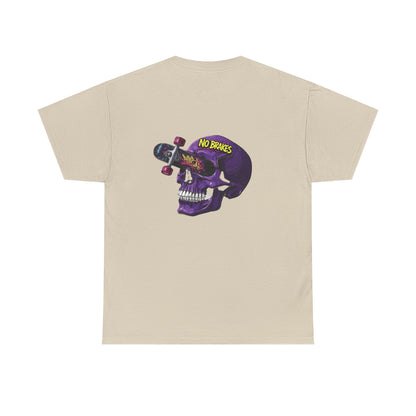 Skull Skateboard Tee — "No Brakes" Graphic Cotton Shirt Printify