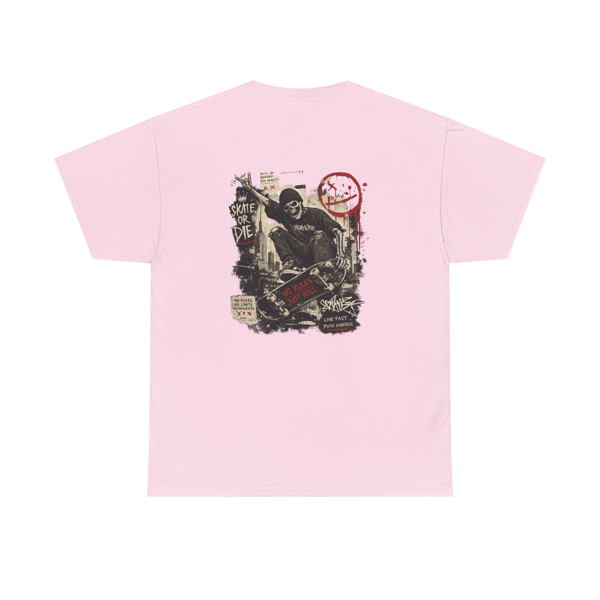 Grim Reaper Skateboard Graphic Tee – Vintage Punk Skate Shirt Printify