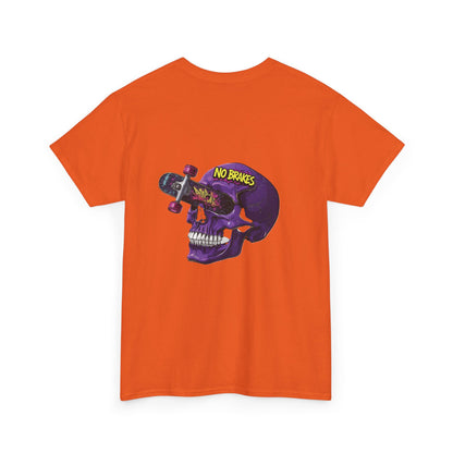 Skull Skateboard Tee — "No Brakes" Graphic Cotton Shirt Printify