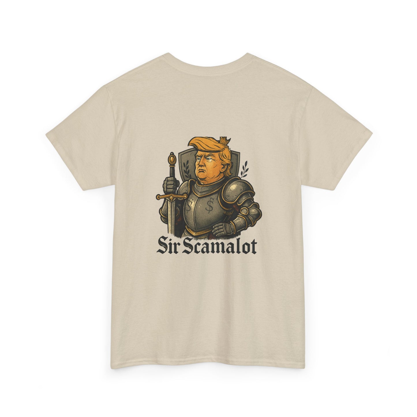 T-Shirt — "Sir Scamalot" Knight Satire Graphic Tee Printify