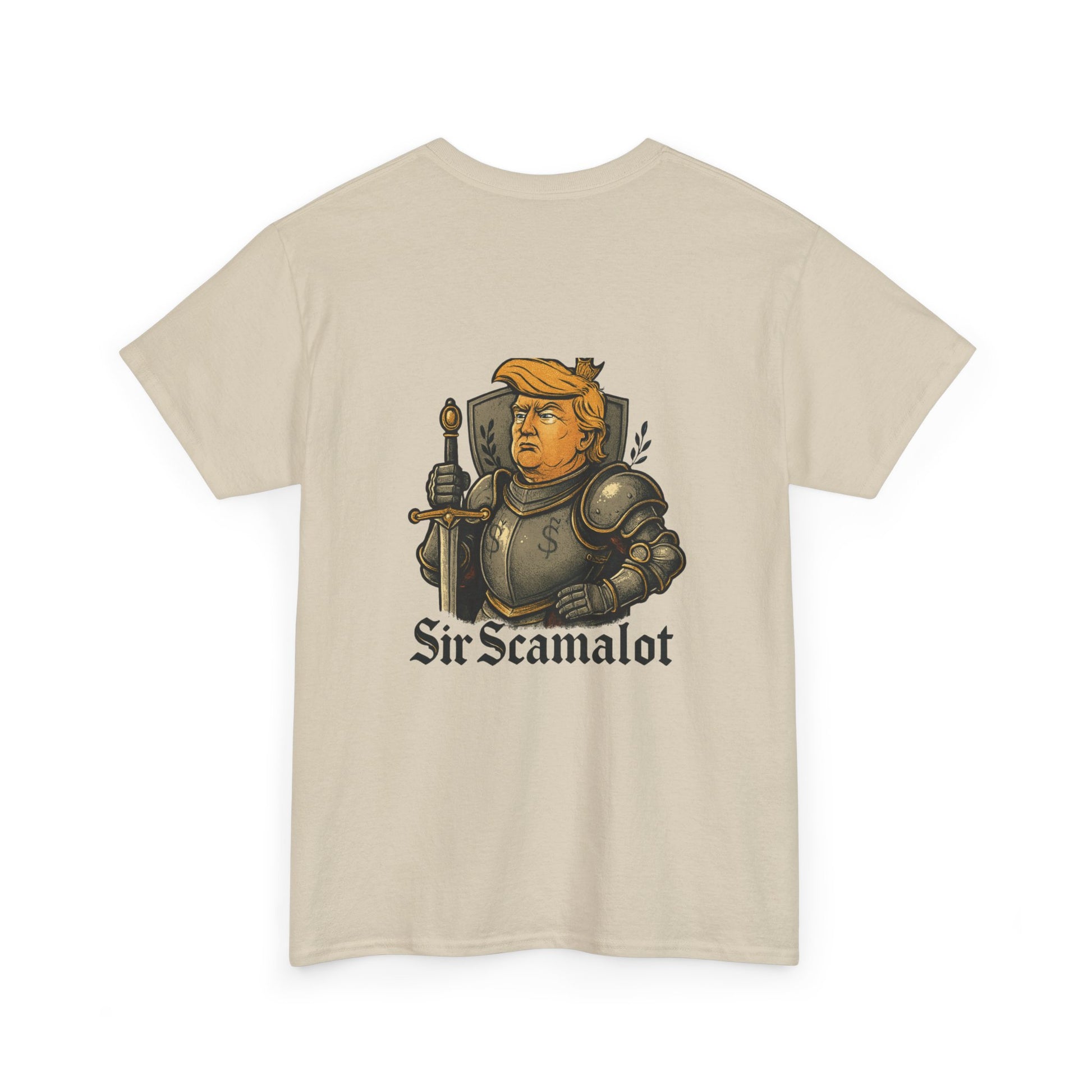 T-Shirt — "Sir Scamalot" Knight Satire Graphic Tee Printify