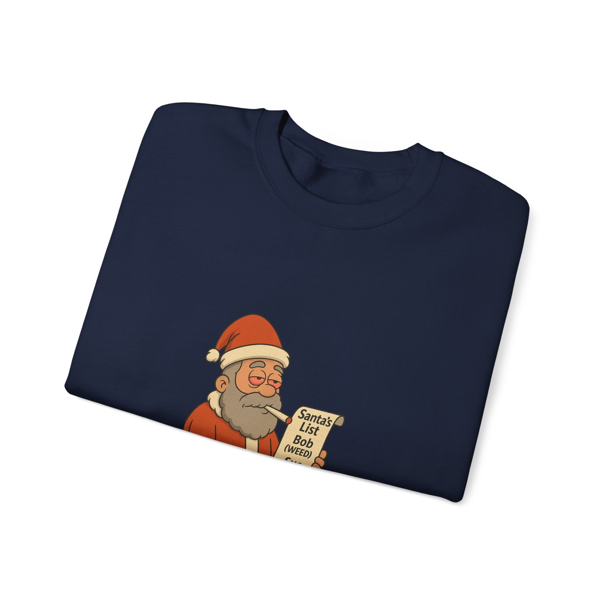 Santa Smoking Weed Holding Naughty & Nice List Crewneck Sweatshirt Printify