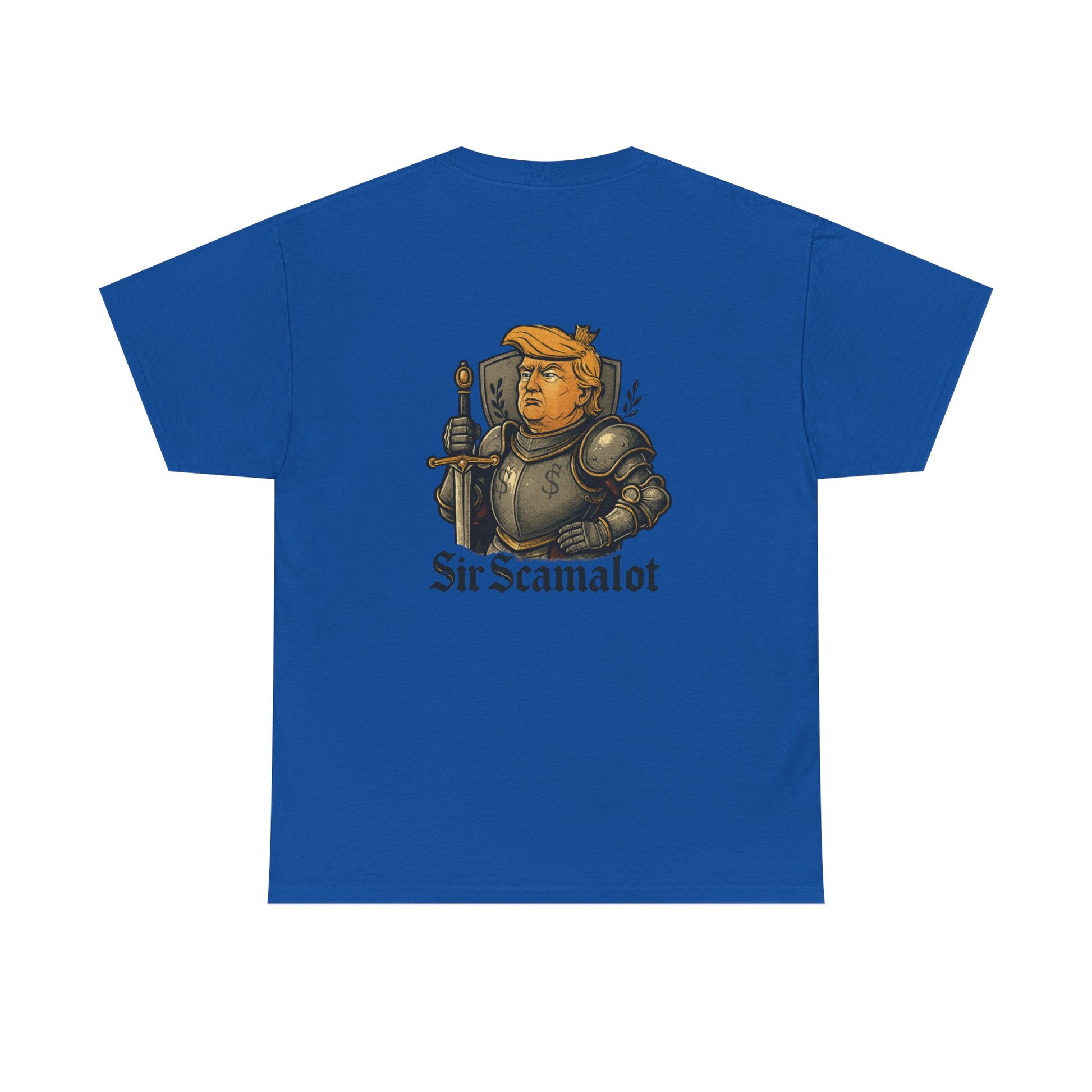 T-Shirt — "Sir Scamalot" Knight Satire Graphic Tee Printify