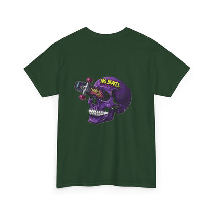 Skull Skateboard Tee — "No Brakes" Graphic Cotton Shirt Printify