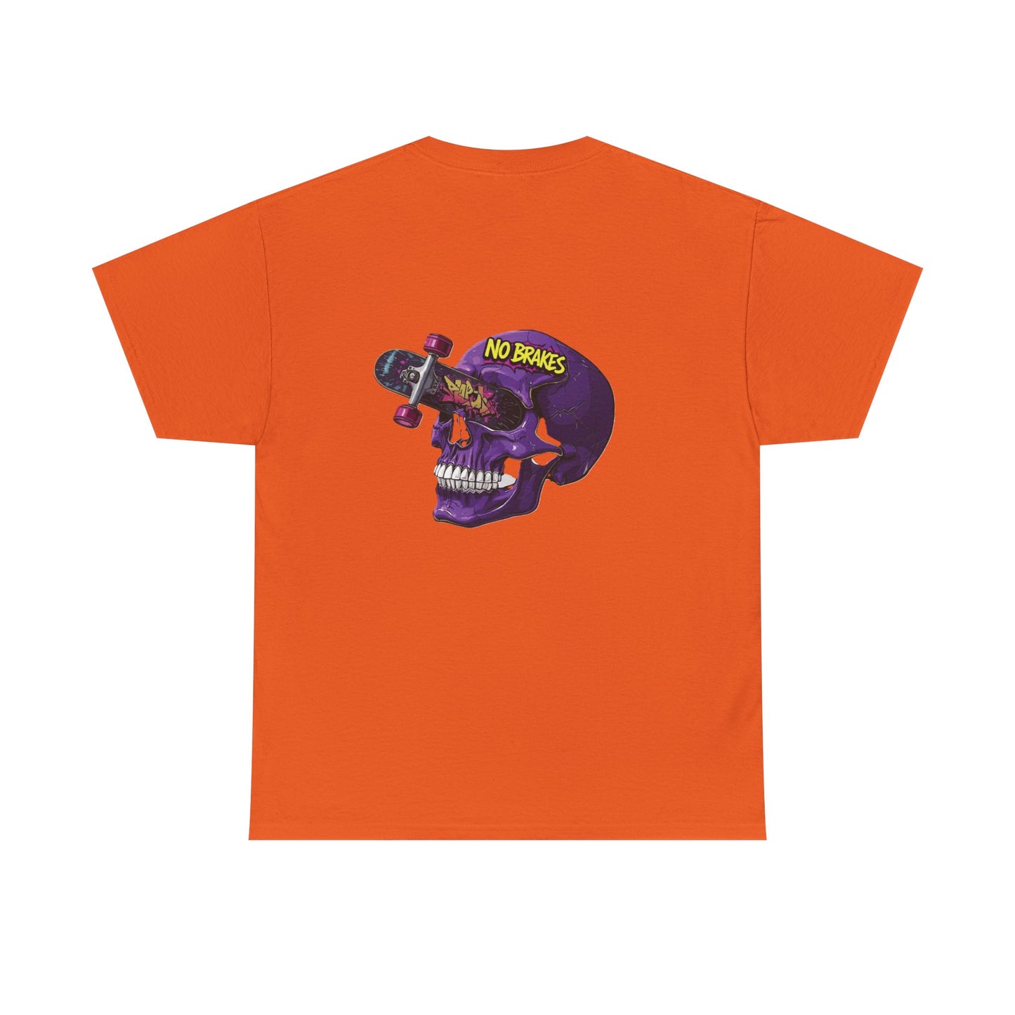 Skull Skateboard Tee — "No Brakes" Graphic Cotton Shirt Printify