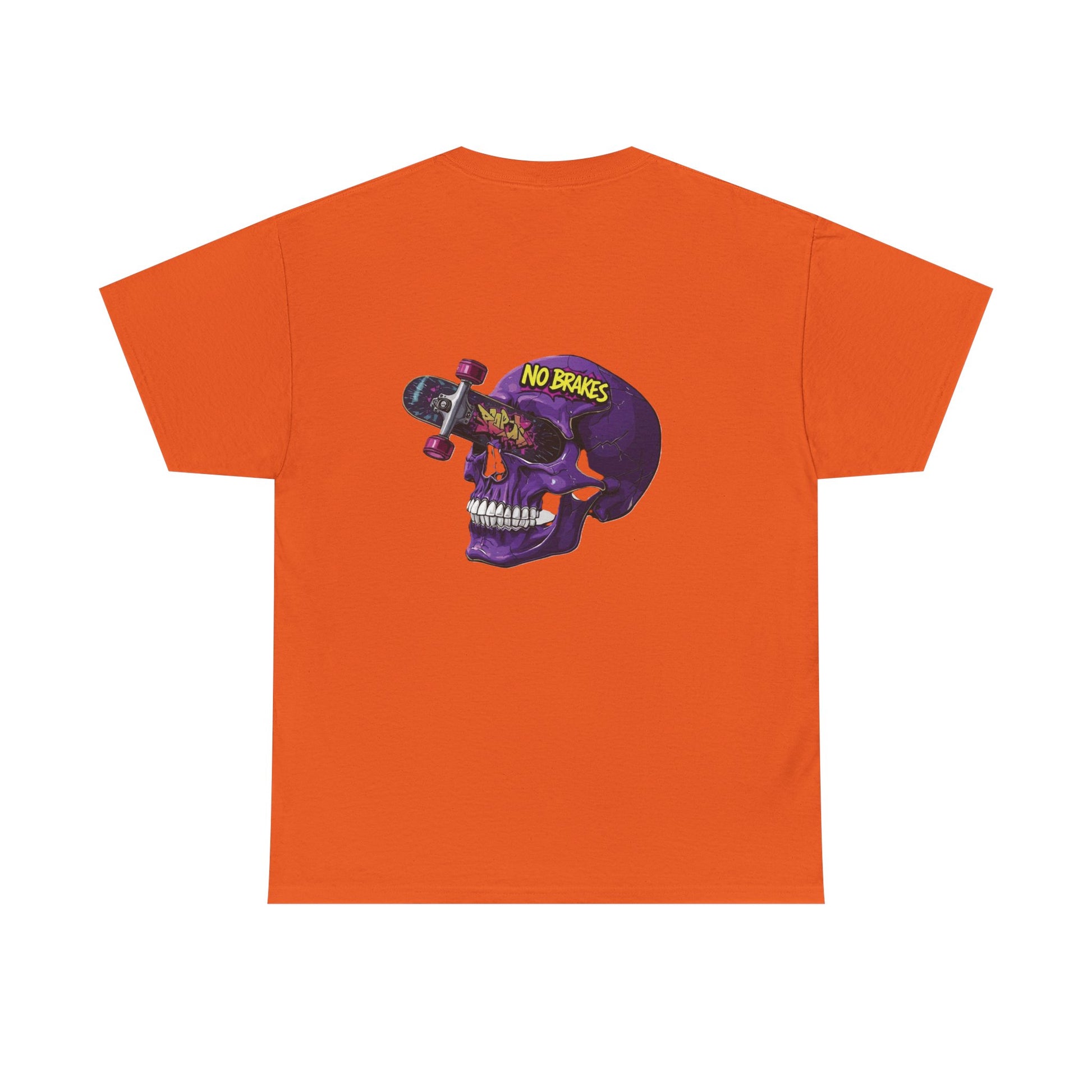 Skull Skateboard Tee — "No Brakes" Graphic Cotton Shirt Printify