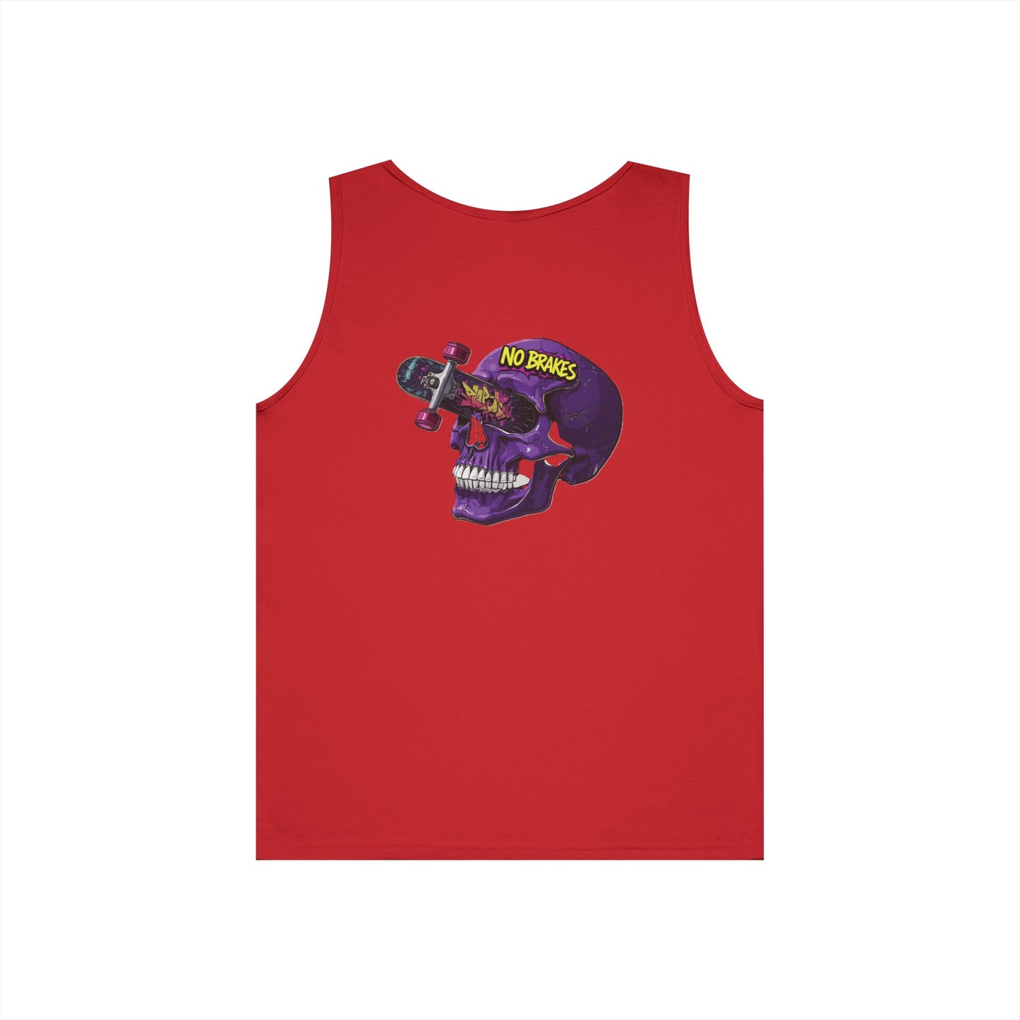Skate Skull Tank Top – "No Brakes" Graphic Sleeveless Tee Printify