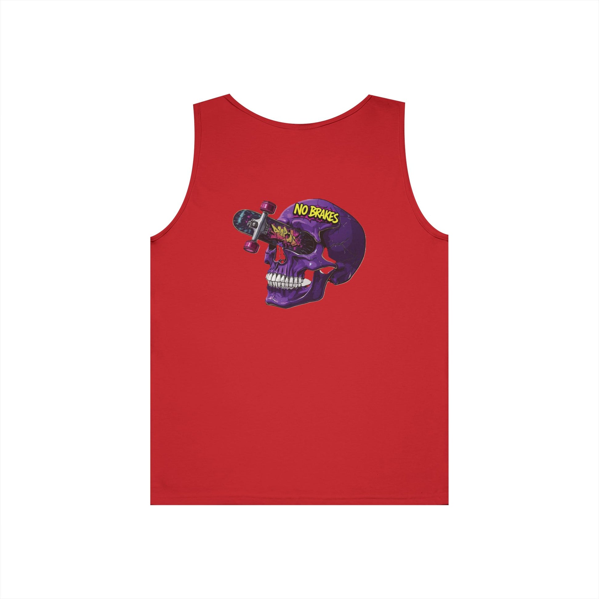 Skate Skull Tank Top – "No Brakes" Graphic Sleeveless Tee Printify