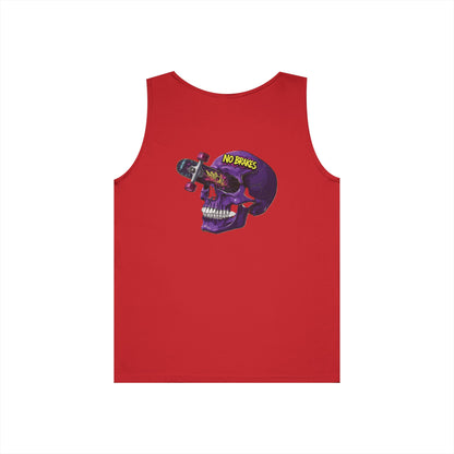 Skate Skull Tank Top – "No Brakes" Graphic Sleeveless Tee Printify