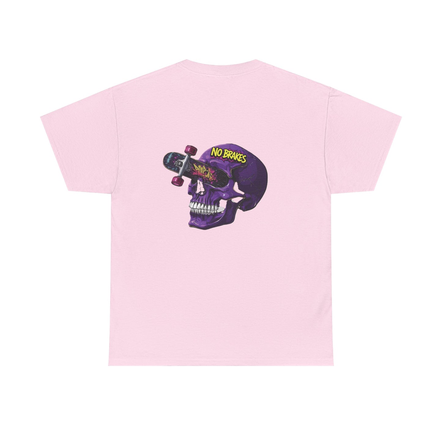 Skull Skateboard Tee — "No Brakes" Graphic Cotton Shirt Printify
