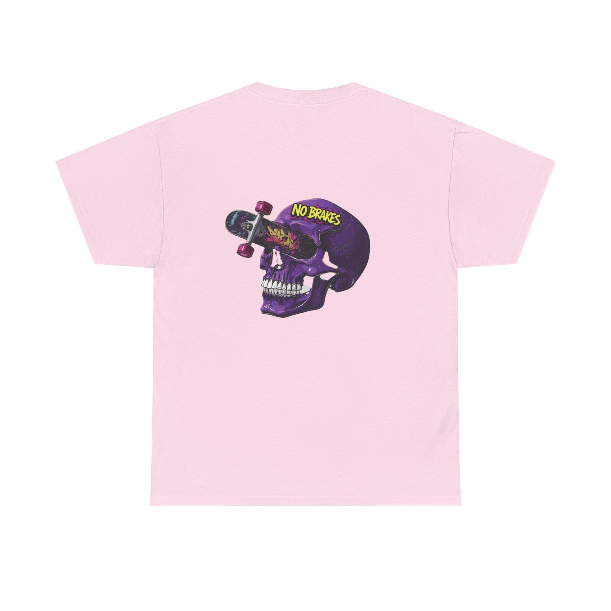 Skull Skateboard Tee — "No Brakes" Graphic Cotton Shirt Printify