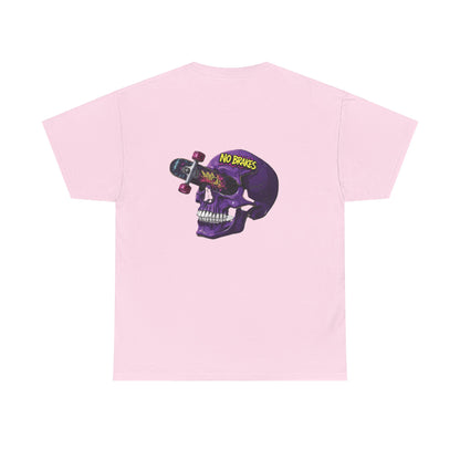 Skull Skateboard Tee — "No Brakes" Graphic Cotton Shirt Printify